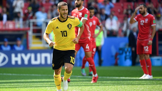 Con dobletes de Hazard y Lukaku, Bélgica goleó 5-2 a Túnez y se acercó a octavos