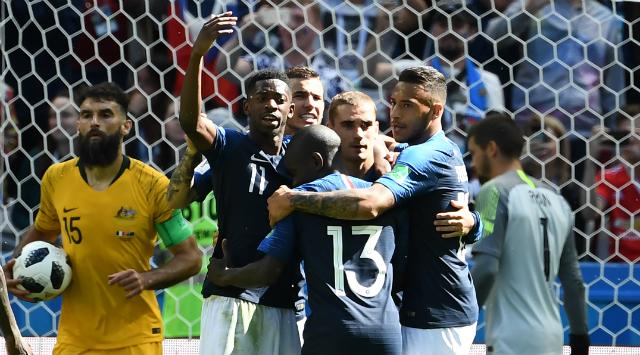 Con goles de Griezmann y Pogba Francia venció 2-1 a Australia por el grupo C del Mundial Rusia 2018