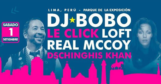 DJ Bobo, Le Click y Real M en Festival Techno el 1 de setiembre