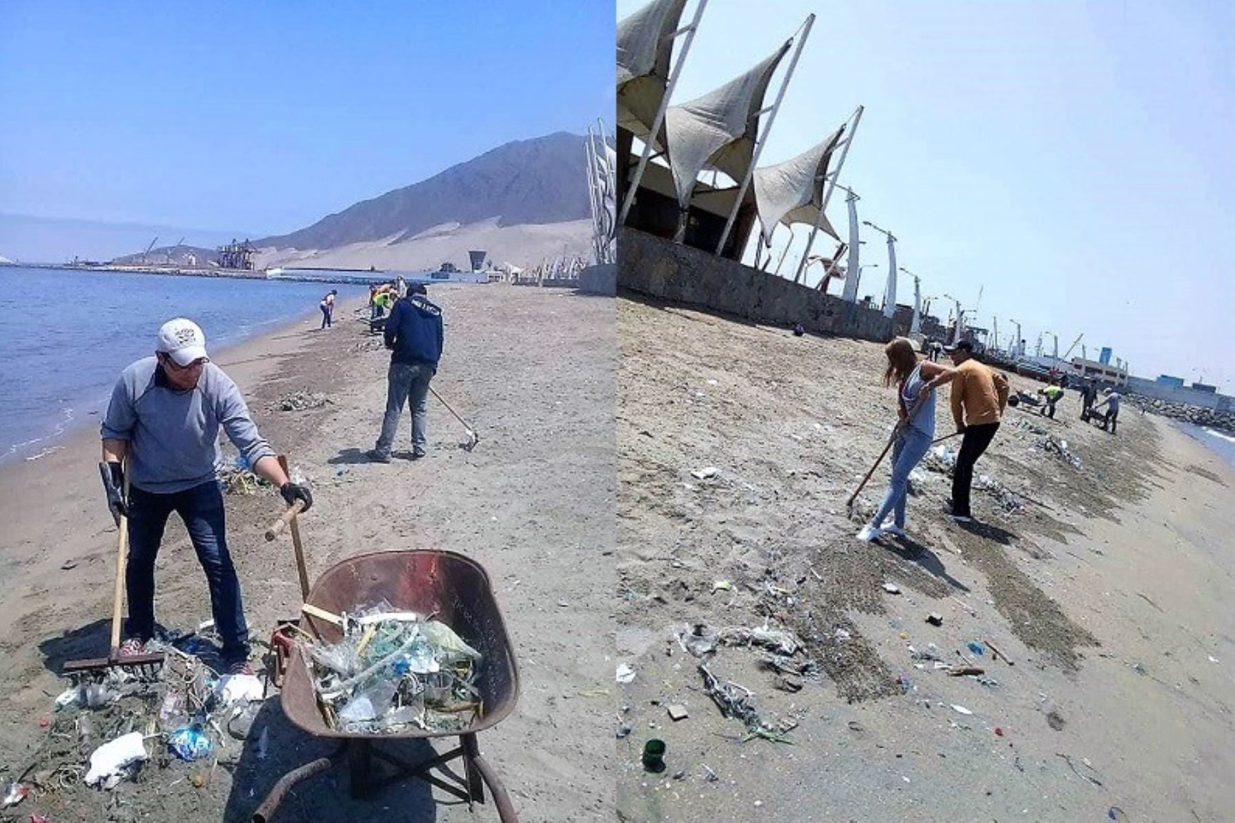 Venezolanos participan de campaña de limpieza en playa de Chimbote