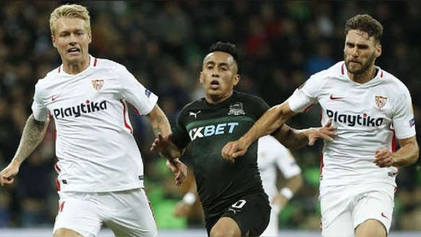 Con Cueva, Krasnodar perdió ante Sevilla pero pasó de fase en Europa League