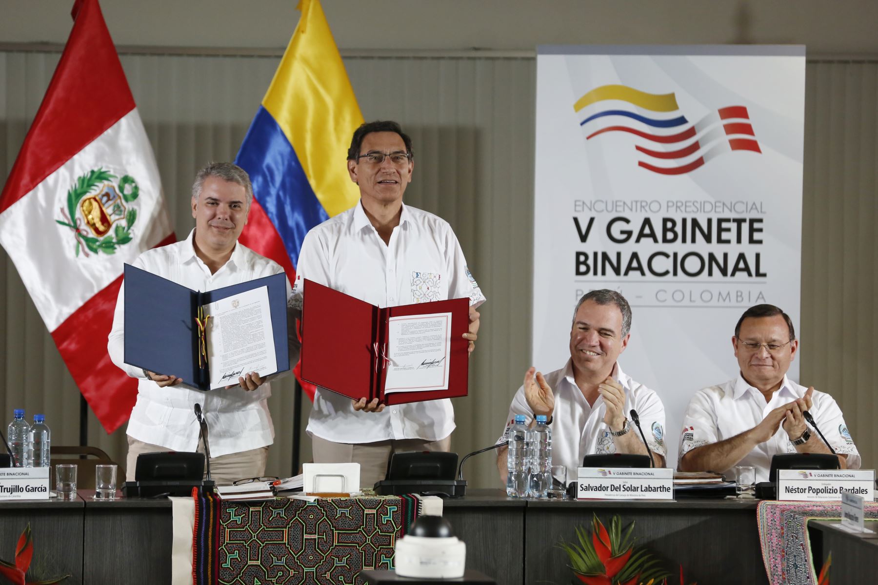 Los jefes del Estado del Perú, Martín Vizcarra y de Colombia, Iván Duque, firmaron la Declaración Presidencial Conjunta del Encuentro Presidencial y V Gabinete Binacional.