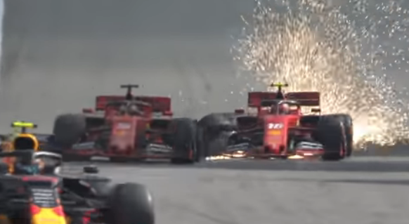 Sebastian Vettel y Charles Leclerc chocan en recta final