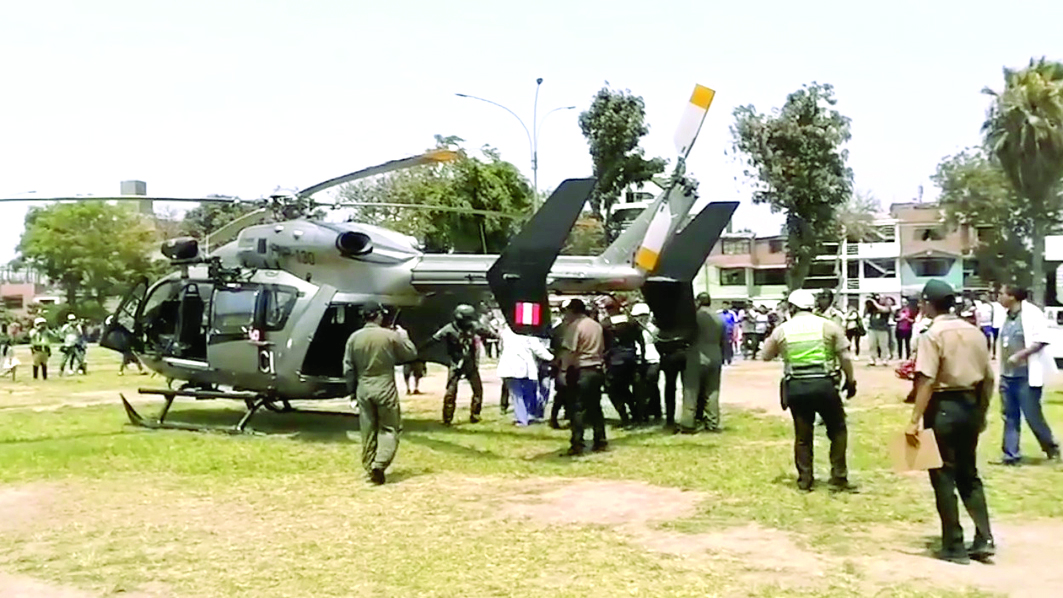 Un helicóptero de la PNP tuvo que trasladar al policía hasta el hospital de Policía