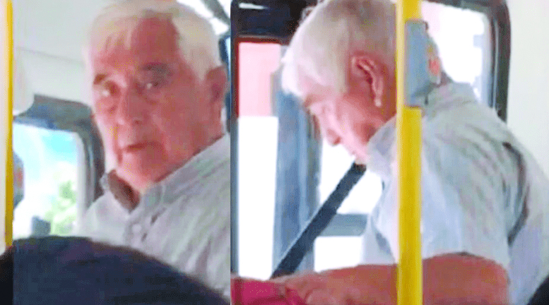 Anciano se masturba  ante una joven en bus