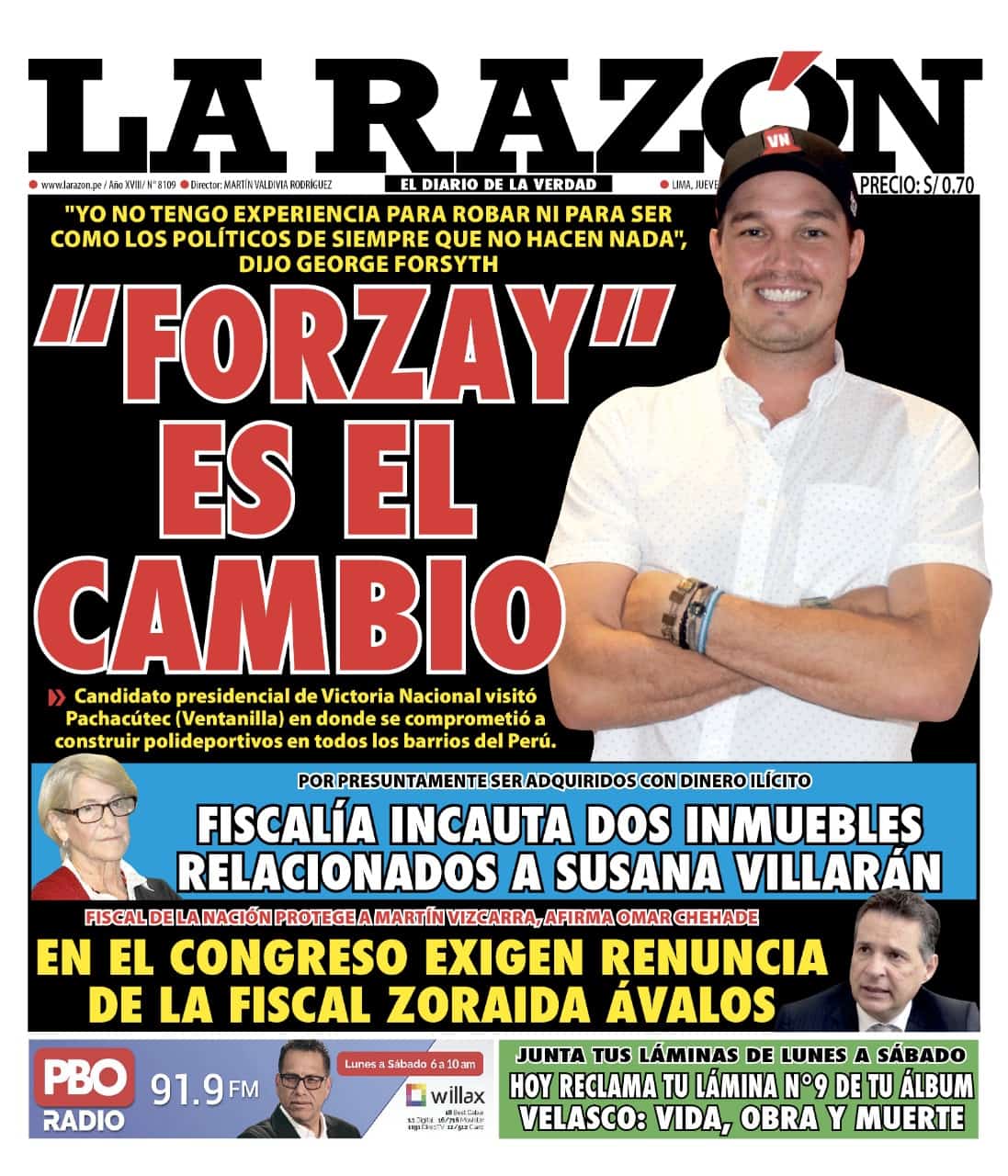 Portada impresa – Diario La Razón (11/03/2021)