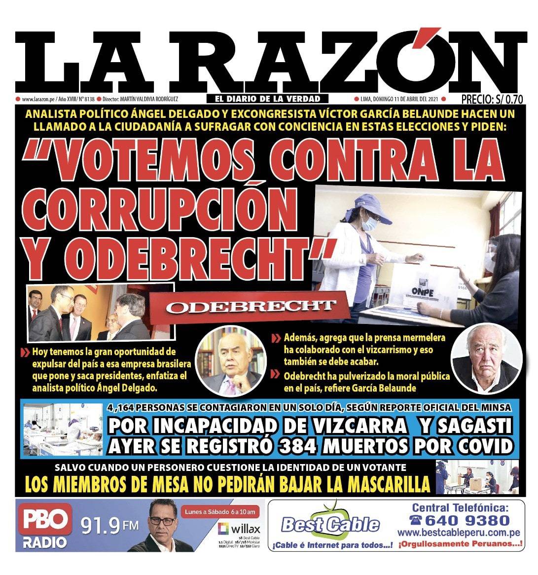 Portada impresa – Diario La Razón (11/04/2021)