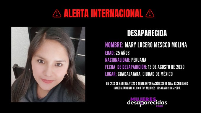 Peruana se encuentra desaparecida más de un año en México