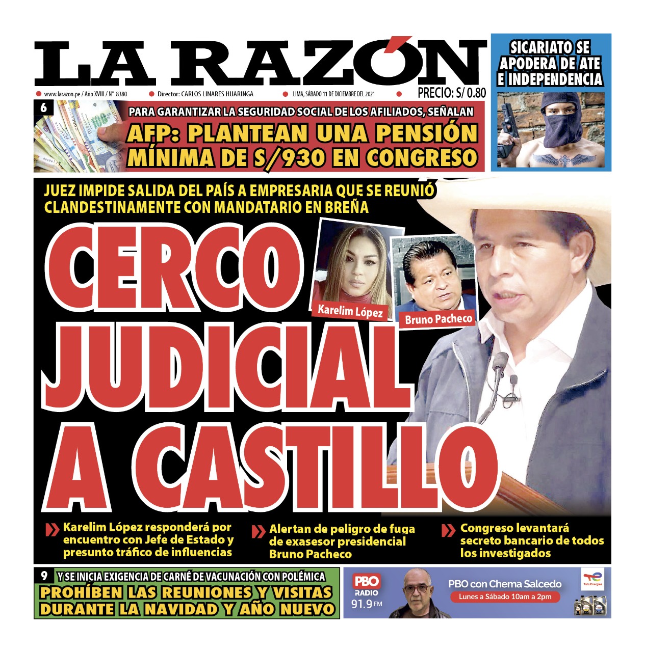 Portada impresa – Diario La Razón (11/12/2021)