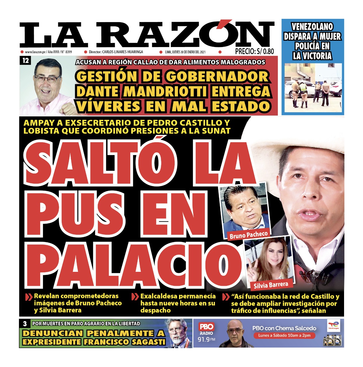 Portada impresa – Diario La Razón (30/12/2021)