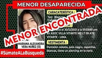 Ate: Menor de 13 años desaparecida fue hallada en Chile