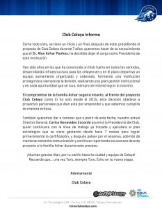Comunicado Oficial: Club Celaya