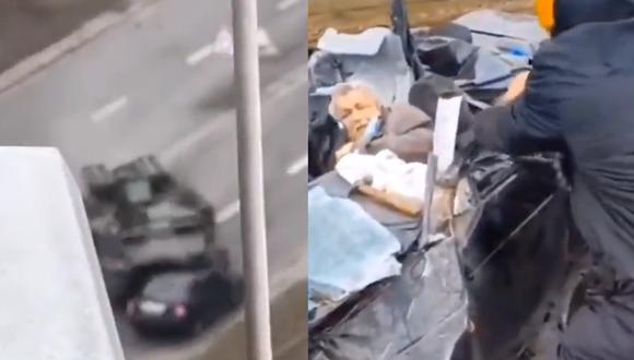 Chofer es aplastado por tanque en Kiev