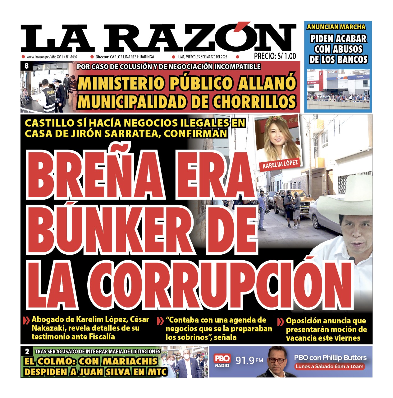 Portada impresa – Diario La Razón (02/03/2022)