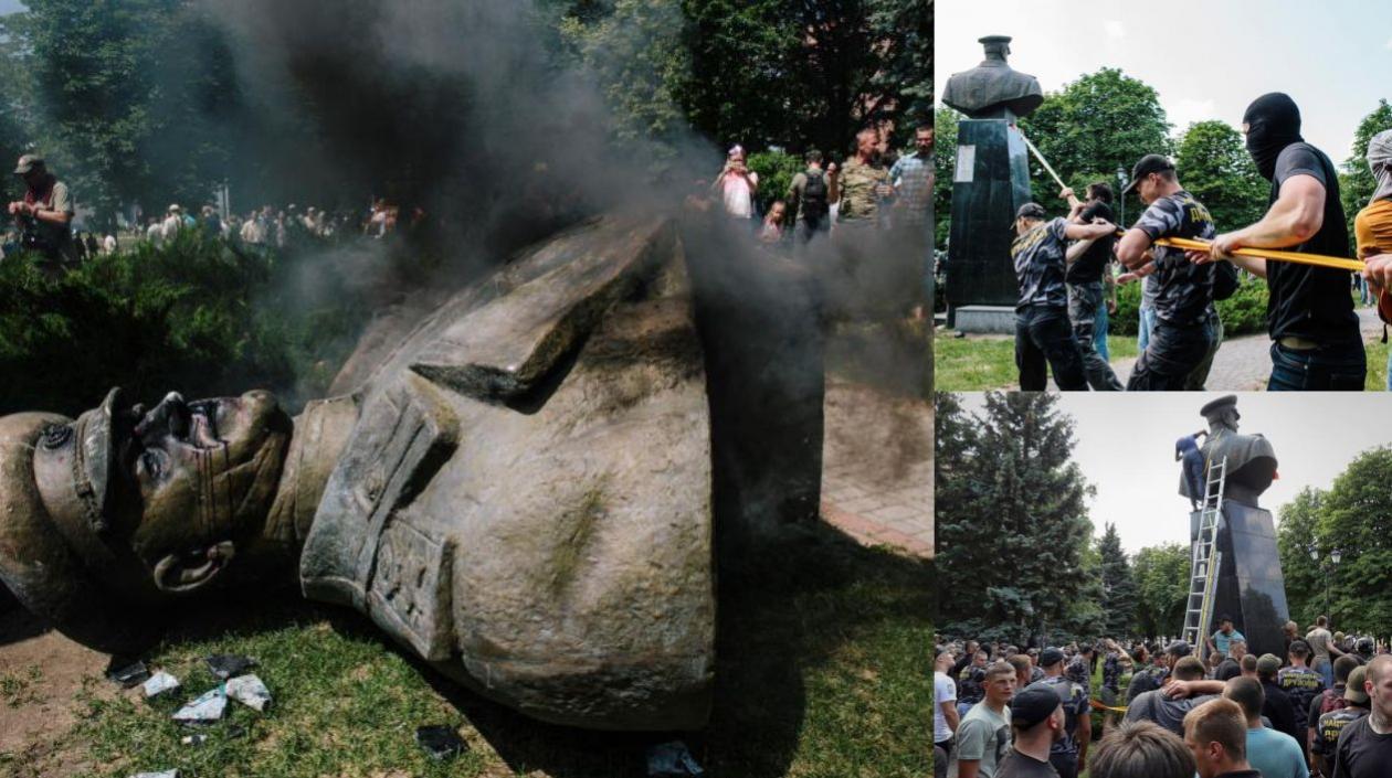 Neonazis tumban monumento de vencedor de tropas alemanas en la II Guerra Mundial