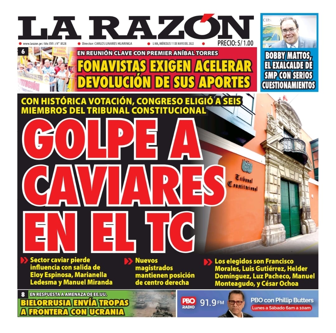 Portada impresa – Diario La Razón (11/05/2022)