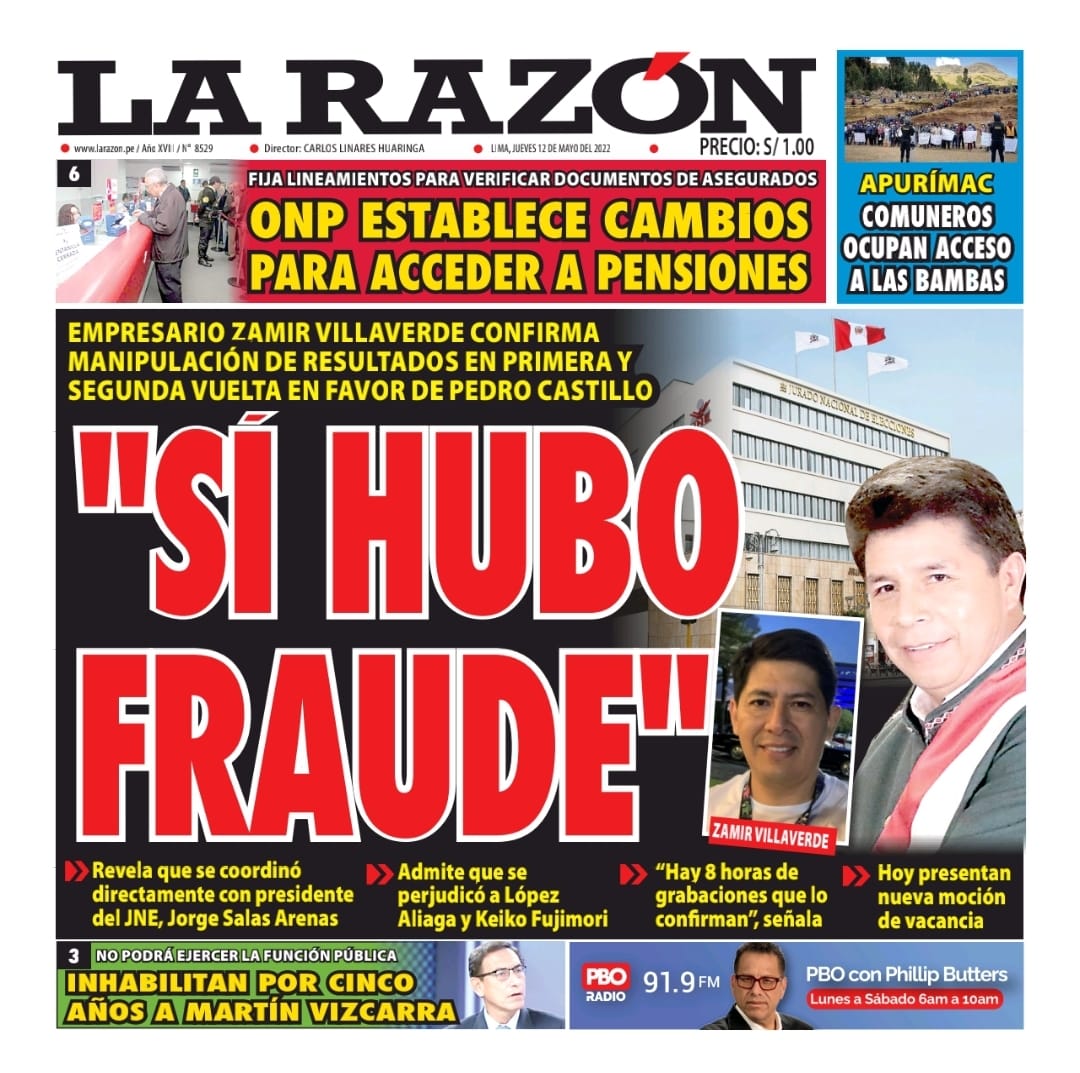 Portada impresa – Diario La Razón (12/05/2022)