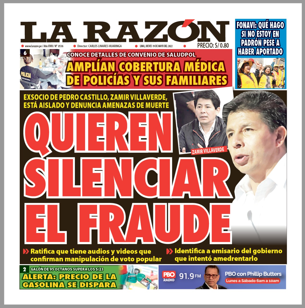 Portada impresa – Diario La Razón (17/05/2022)