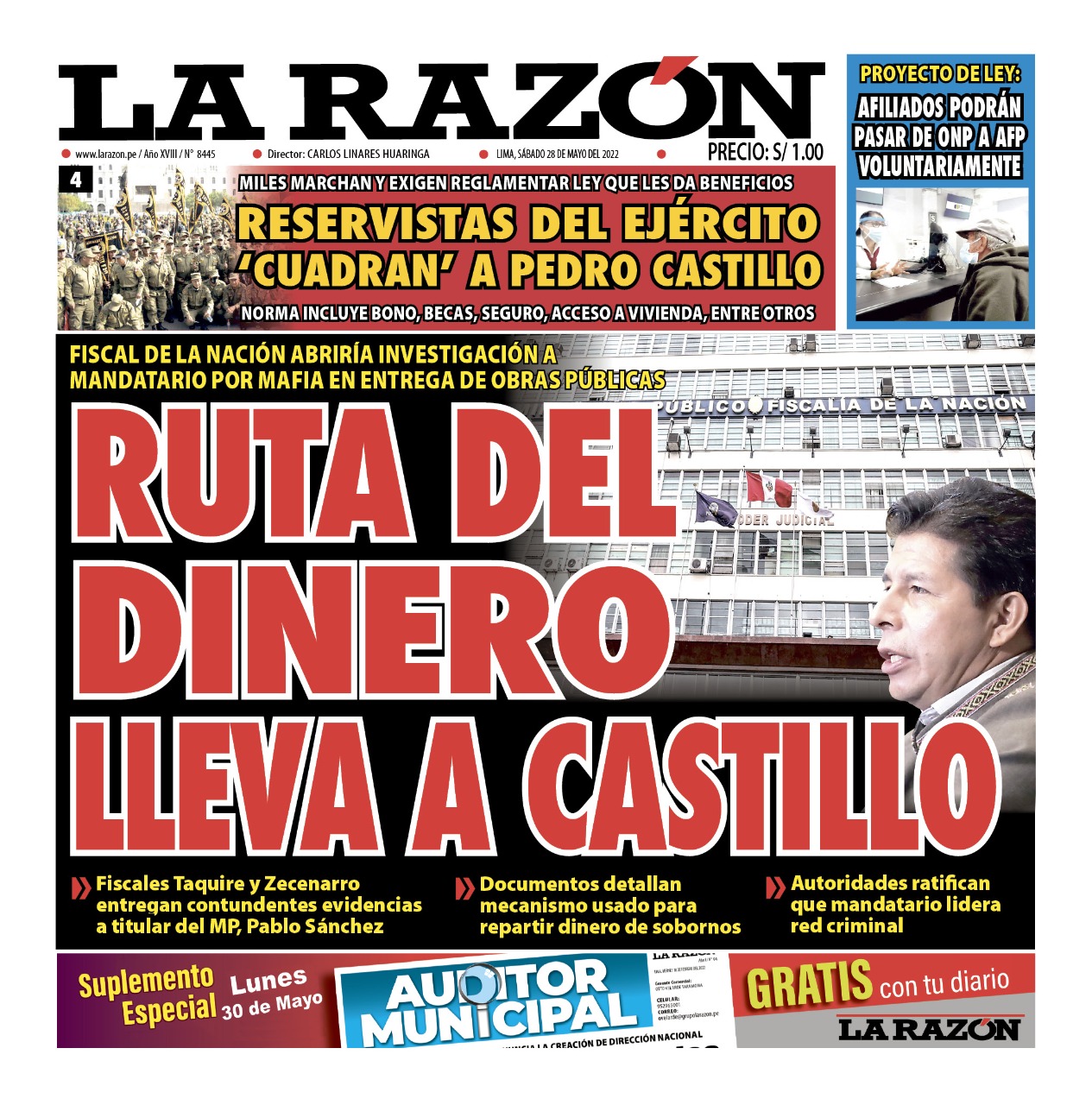 Portada impresa – Diario La Razón (28/05/2022)