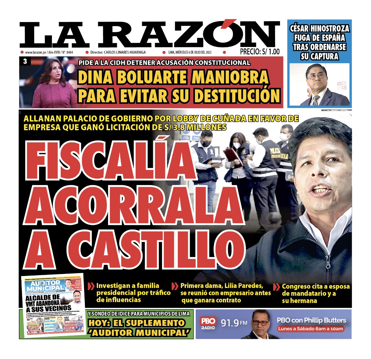Portada impresa – Diario La Razón (06/07/2022)