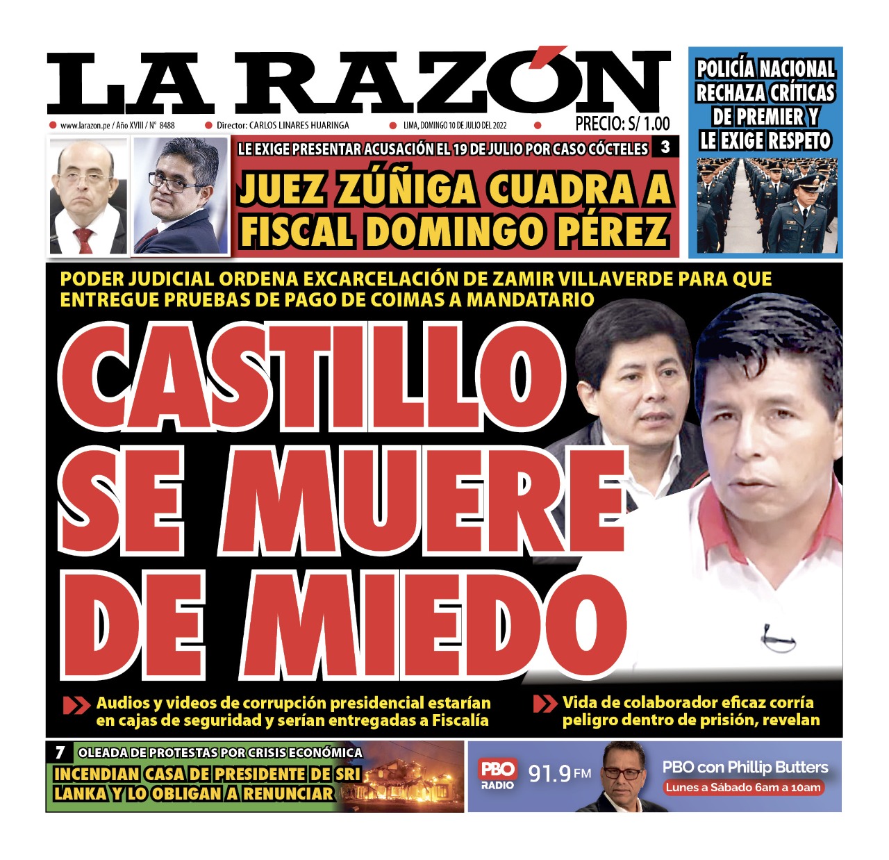 Portada impresa – Diario La Razón (10/07/2022)