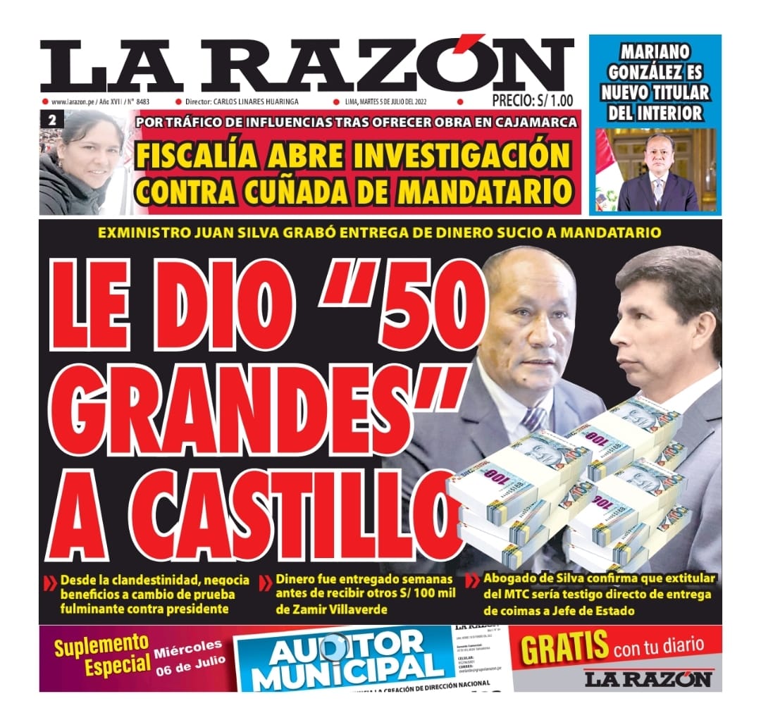 Portada impresa – Diario La Razón (05/07/2022)