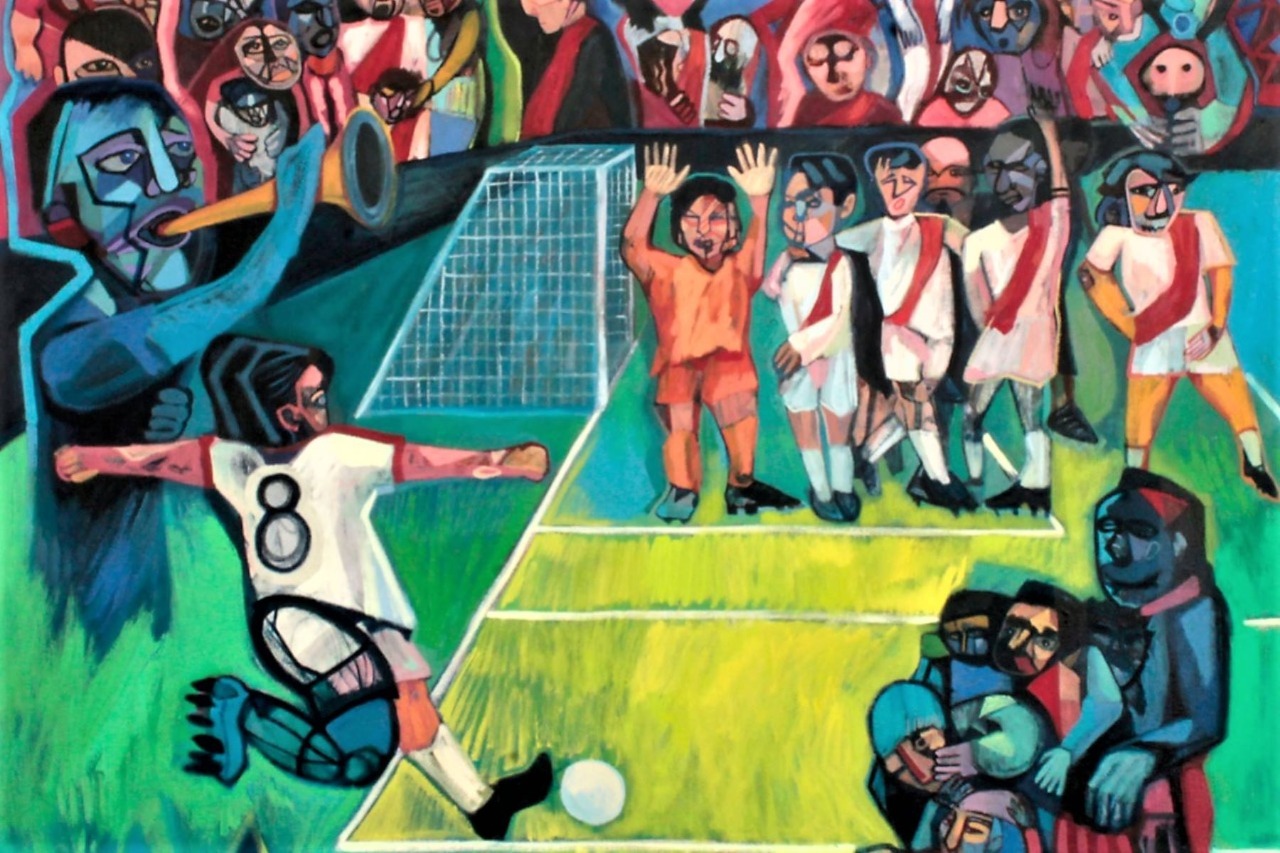 Pintura, color y fútbol: artista Jorge Vela expone en Moyobamba