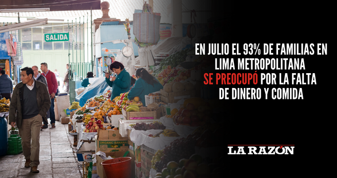 En julio el 93% de familias en Lima Metropolitana se preocupó por la falta de dinero y comida