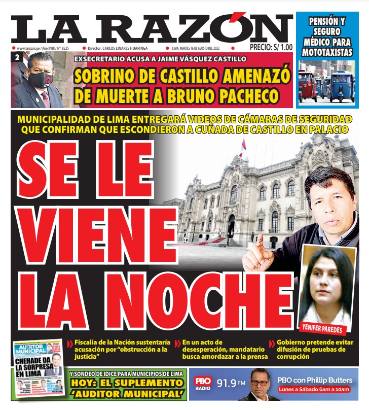 Portada impresa – Diario La Razón (16/08/2022) - La Razón