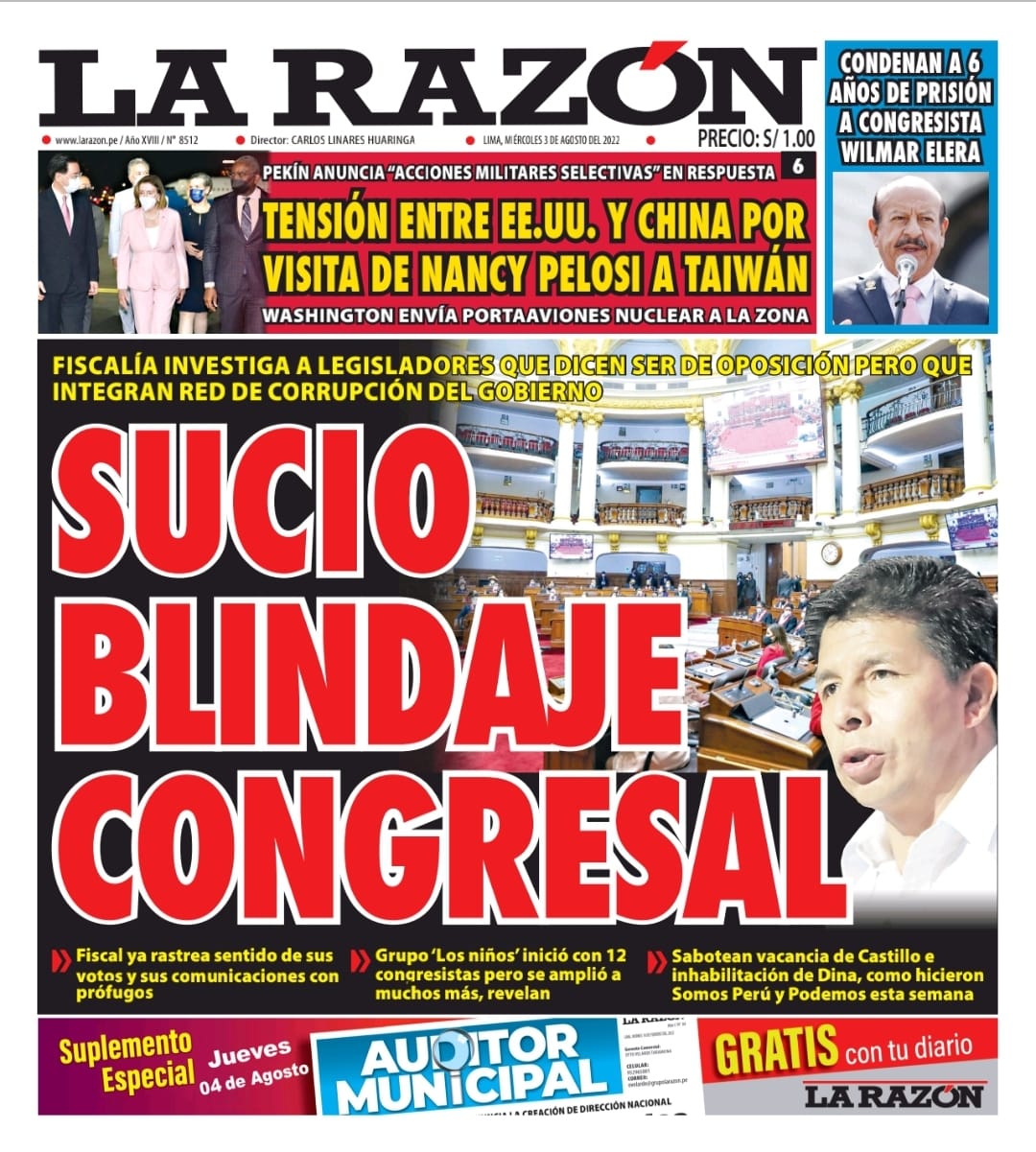 Portada impresa - diario La Razón