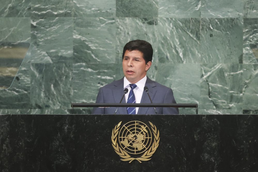 Durante su participación en una reunión en el marco de la 77° Asamblea de las Naciones Unidas, en Estados Unidos, el presidente Pedro Castillo