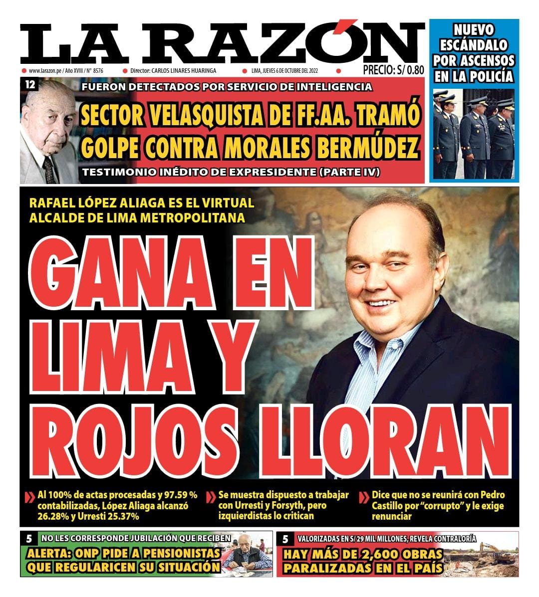 Portada impresa – Diario La Razón (04/10/2022) - La Razón