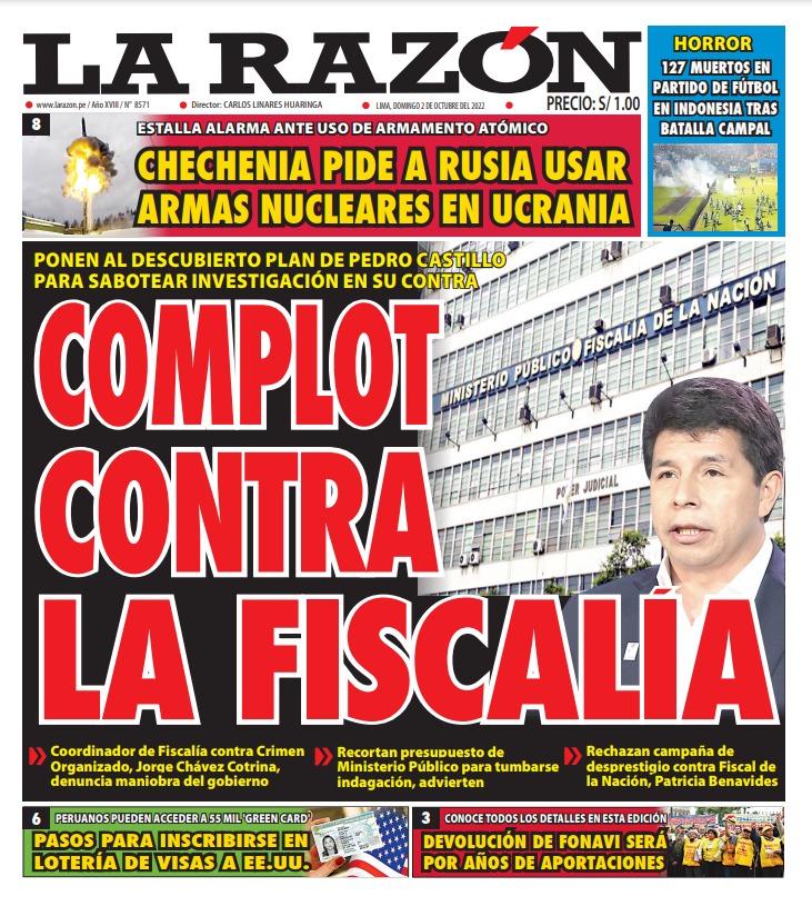 Portada impresa – Diario La Razón (02/10/2022)