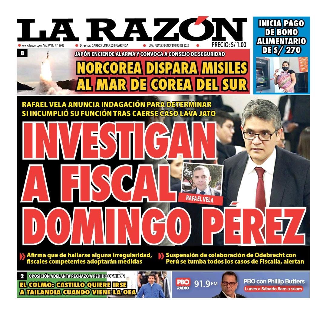 Portada impresa – Diario La Razón (03/11/2022)