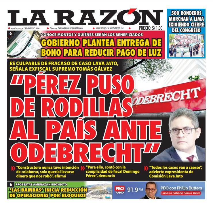 Portada impresa – Diario La Razón (04/11/2022)