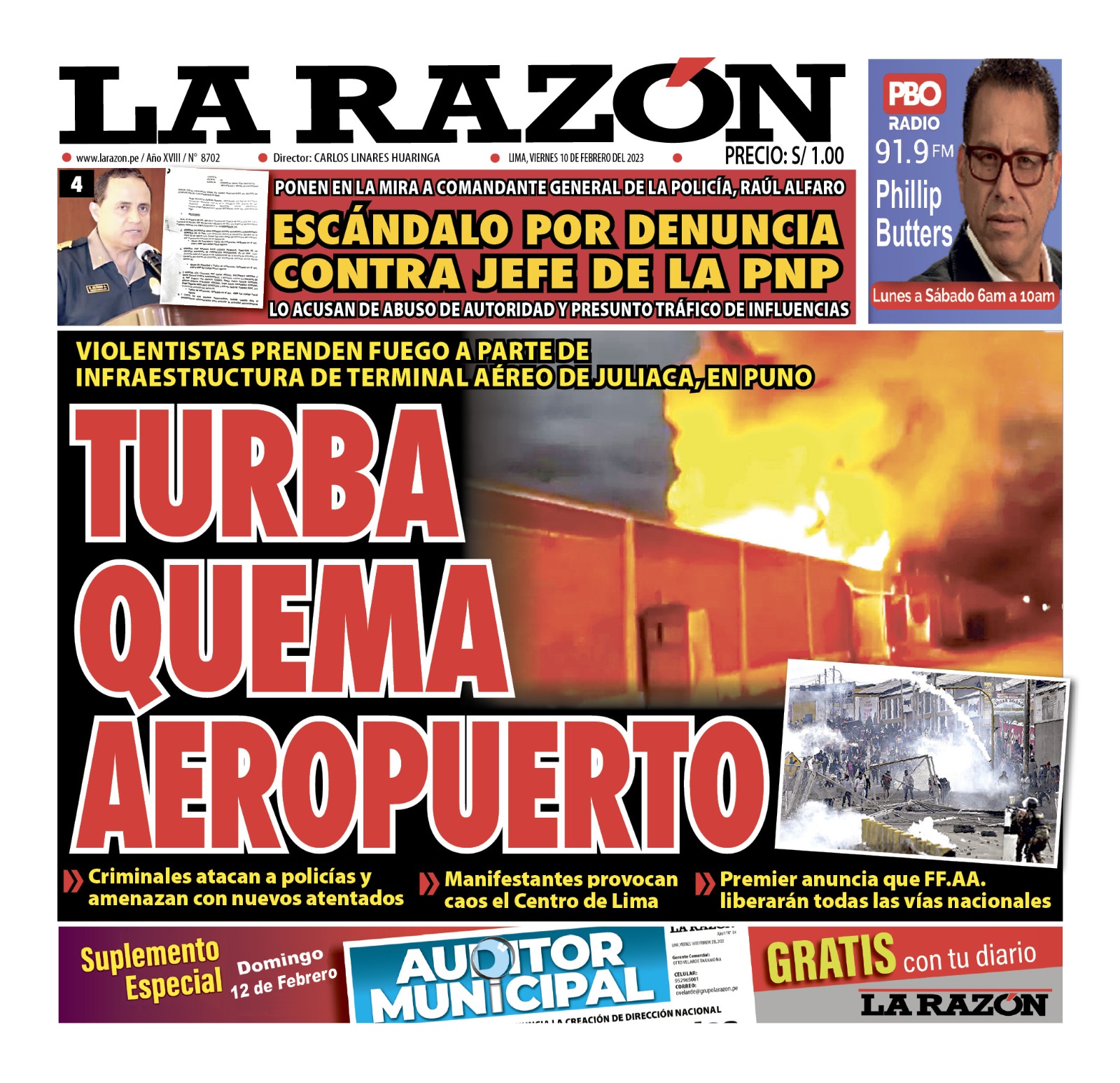 Portada Impresa – Diario La Razón (10/02/2023)
