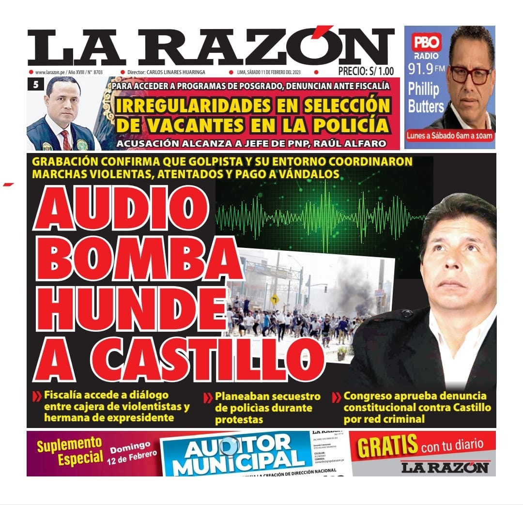Portada Impresa – Diario La Razón 11-02-2023