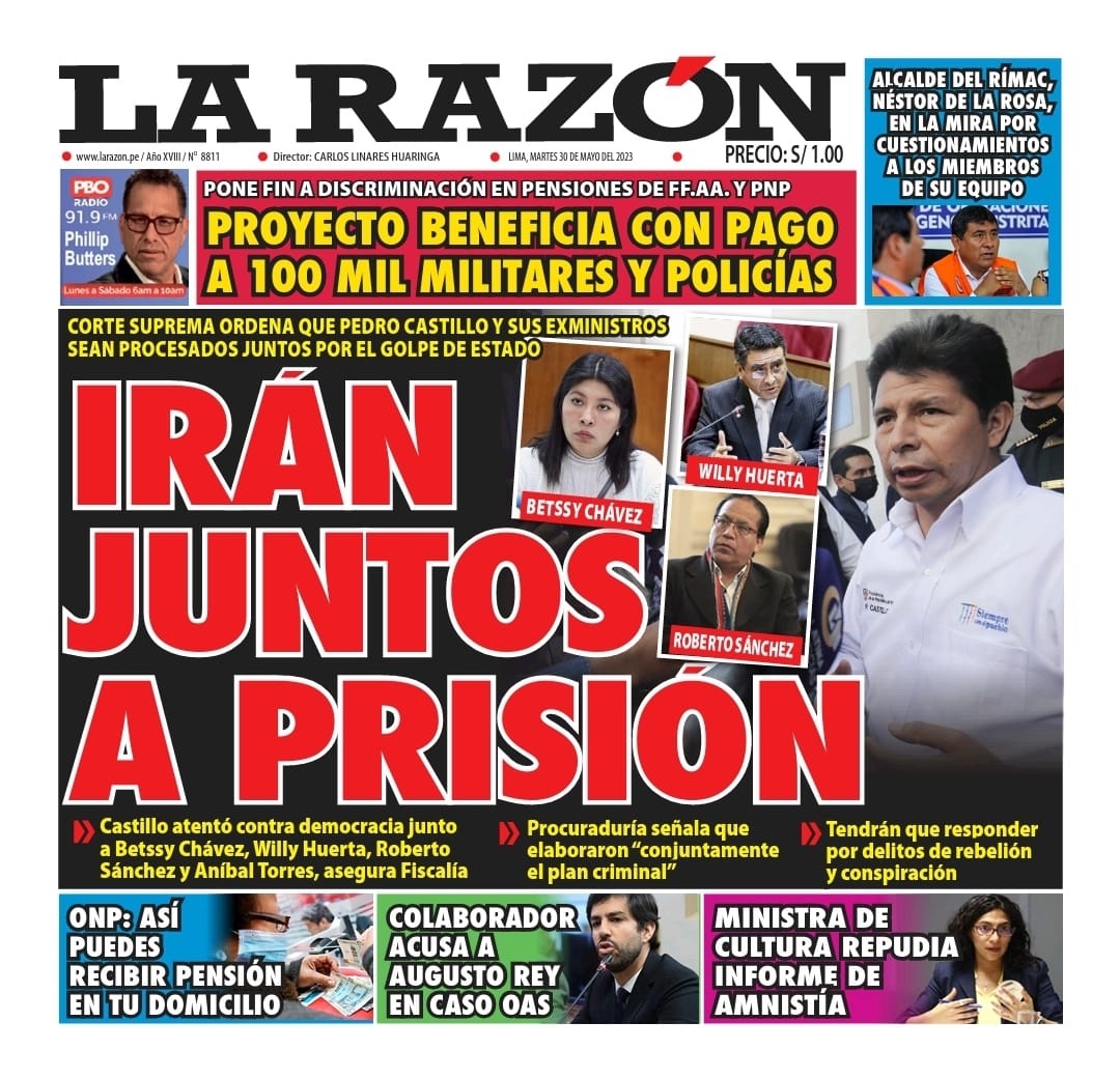 Portada impresa – Diario La Razón 30-05-2023
