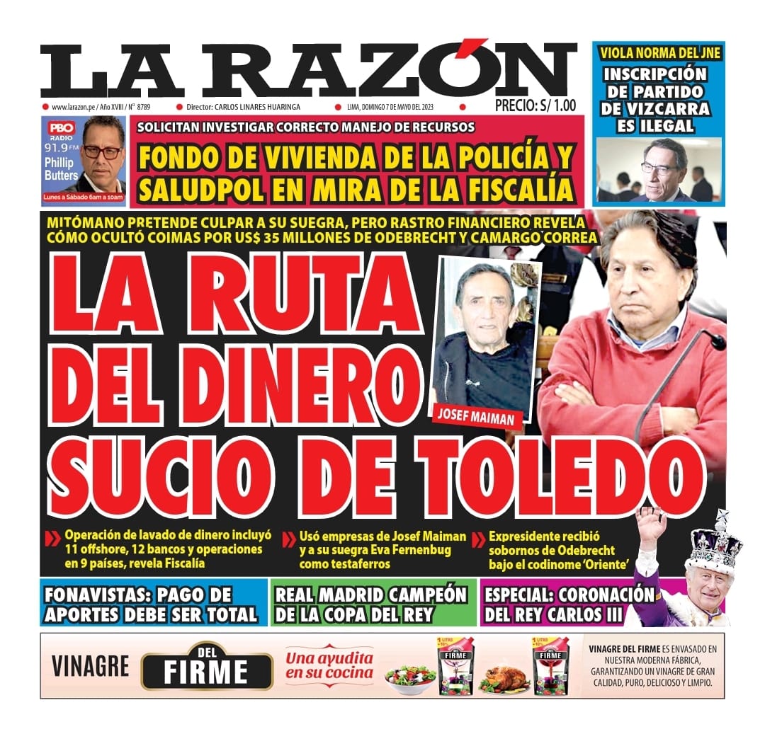 Portada impresa – Diario La Razón (07/05/2023)