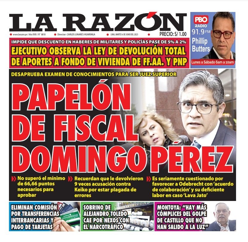 Portada impresa – Diario La Razón (06/06/2023)