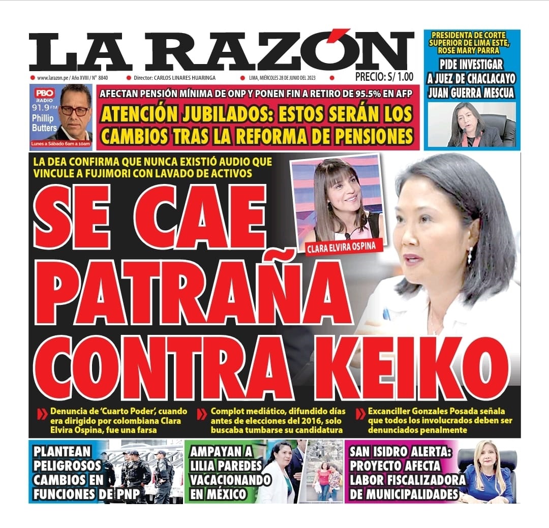 Portada impresa – Diario La Razón (28/06/2023)