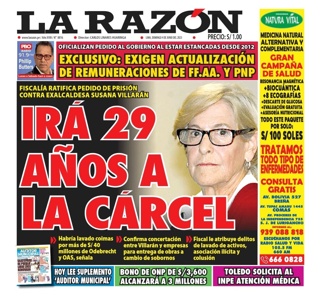 Portada impresa – Diario La Razón (04/06/2023)