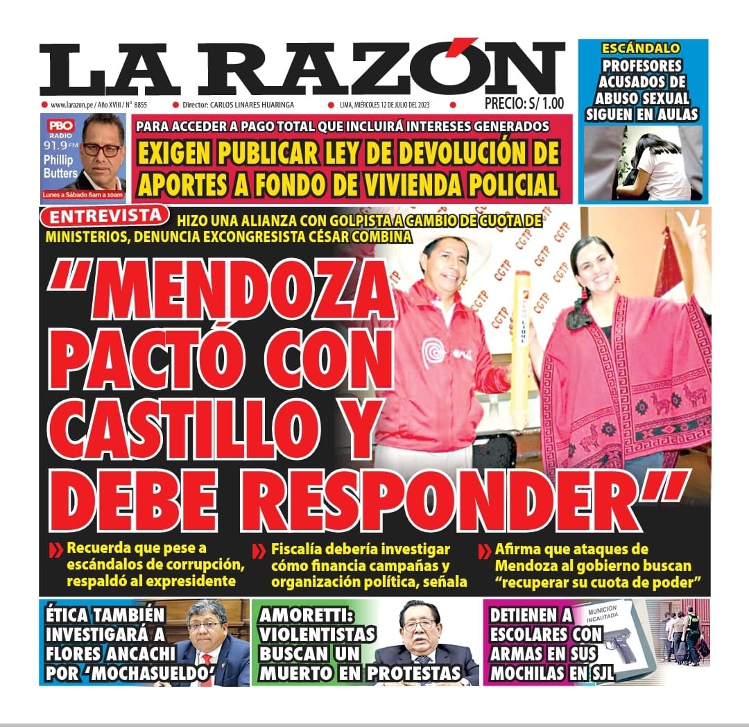 Portada impresa – Diario La Razón (12/07/2023)