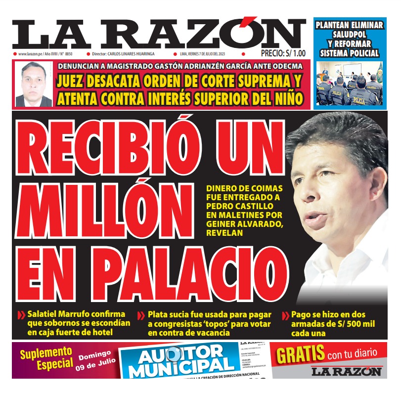 Portada impresa – Diario La Razón (07/07/2023)