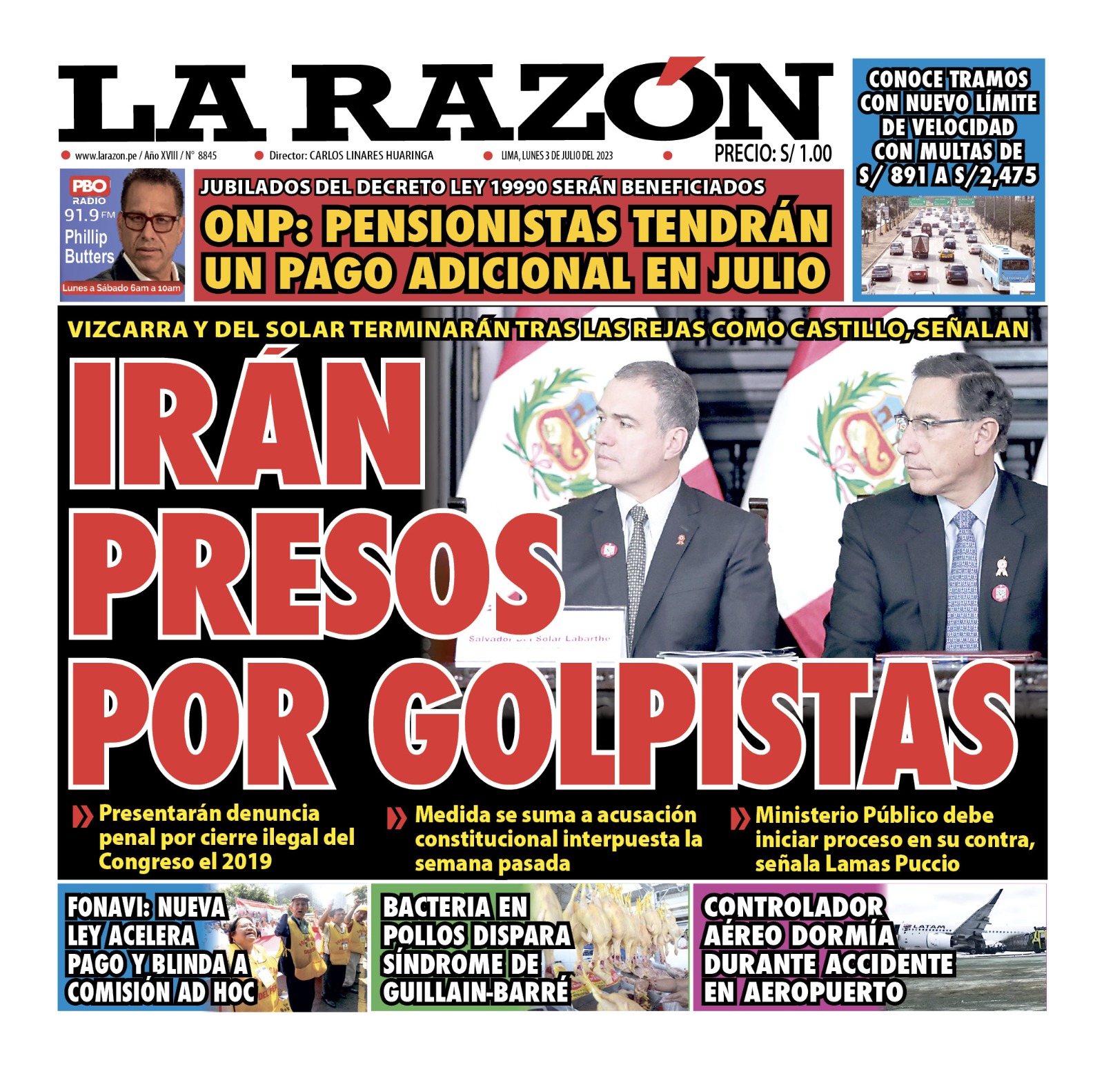Portada impresa – Diario La Razón (03/07/2023)