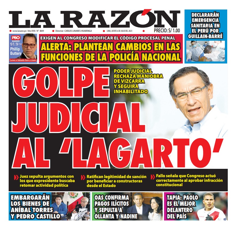 Portada impresa – Diario La Razón (06/07/2023)