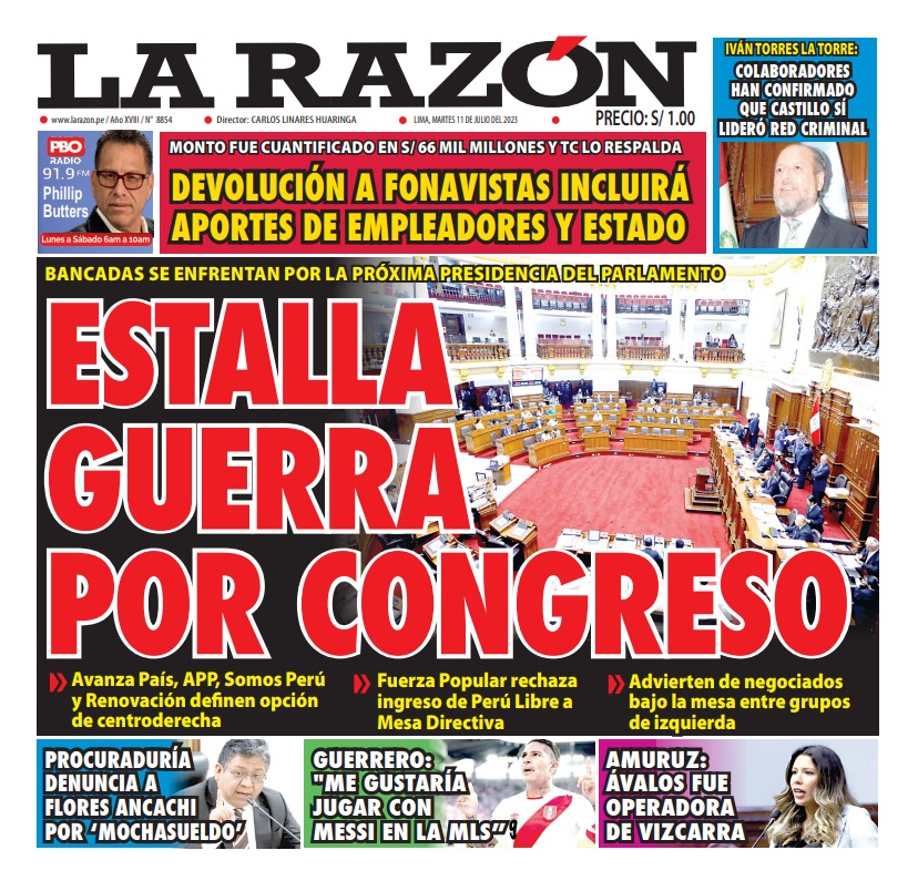 Portada impresa – Diario La Razón (11/07/2023)
