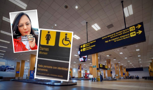 TikTok: Ciudadana se viraliza en internet por reclamar en el aeropuerto sobre un baño con identidad de género. (Composición: La Razón).
