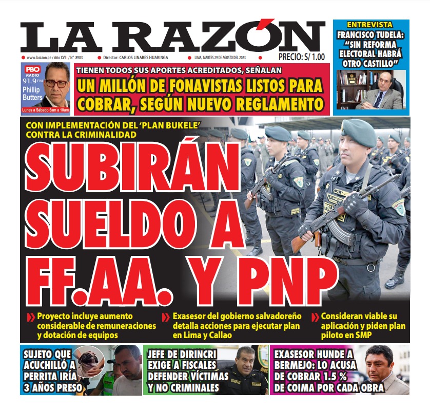 Portada – Diario La Razón (29/08/2023)