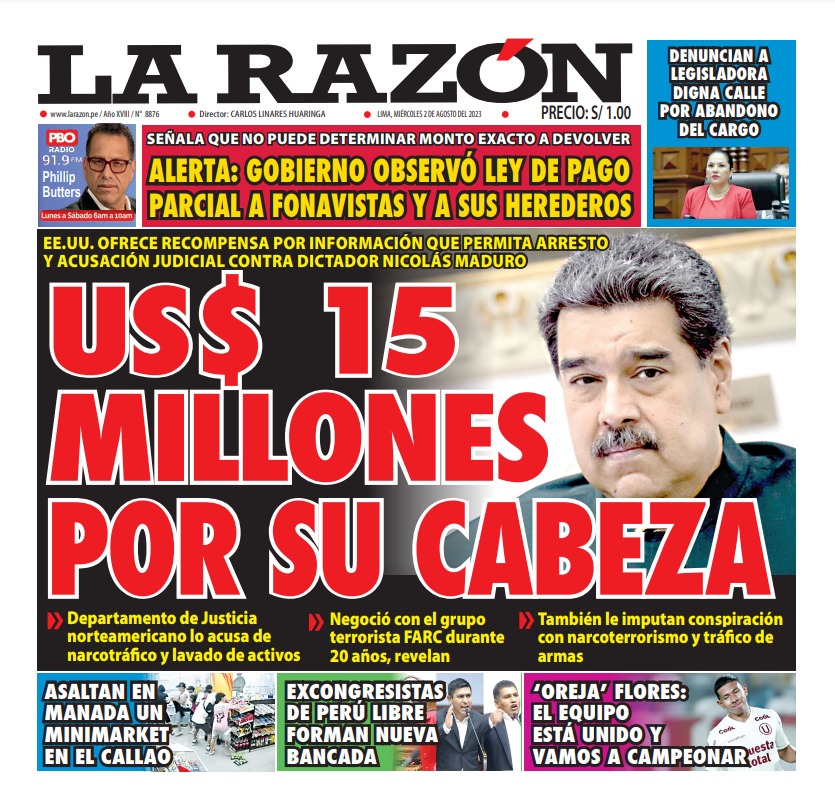 Portada impresa – Diario La Razón (02/08/2023)